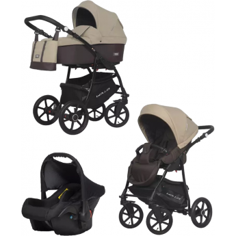 Коляска 3 в 1 RIKO BASIC BELLA 07 коричневый-бежевый